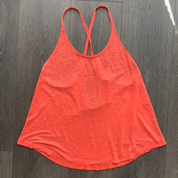 Aritzia Wilfred Free Tank Top Cropped Bright neon orange flowy Burnout Size XS - Picture 1 of 9